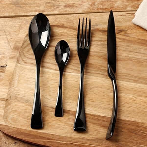 Jet Black Silverware - 4 Piece Set