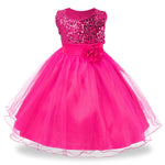 3-14yrs Hot Selling Baby Girls Flower sequins Dress High quality Party Princess Dress Children kids clothes 9colors