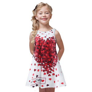 Hot Kids Dress Summer Style Girls Casual Dresses Princess Baby Girls Clothes Heart Print Children Costume Kids Clothes For Girls