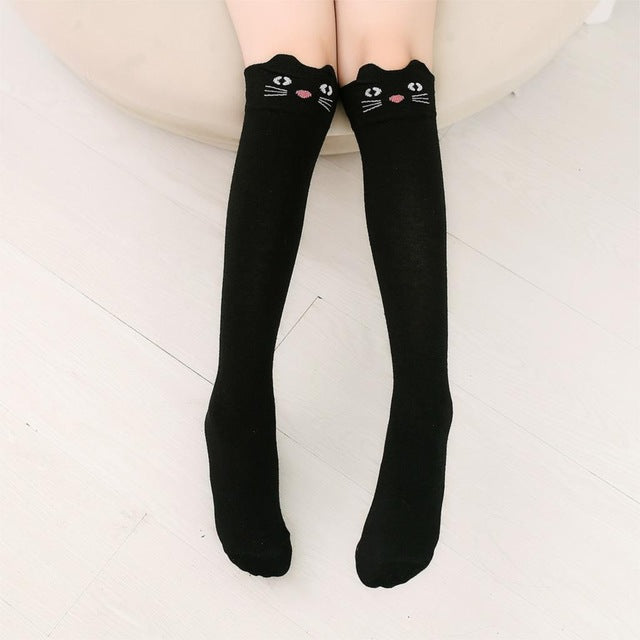 Cartoon Cute Children Socks Print Animal Cotton Baby Kids Socks Knee High Long Fox Socks For Toddler Girl Clothing Accessories