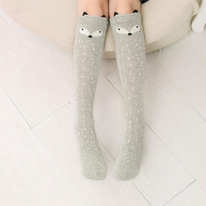 Cartoon Cute Children Socks Print Animal Cotton Baby Kids Socks Knee High Long Fox Socks For Toddler Girl Clothing Accessories