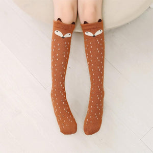 Cartoon Cute Children Socks Print Animal Cotton Baby Kids Socks Knee High Long Fox Socks For Toddler Girl Clothing Accessories