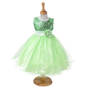 3-14yrs Hot Selling Baby Girls Flower sequins Dress High quality Party Princess Dress Children kids clothes 9colors