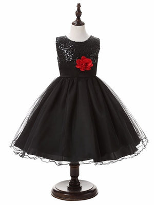 3-14yrs Hot Selling Baby Girls Flower sequins Dress High quality Party Princess Dress Children kids clothes 9colors