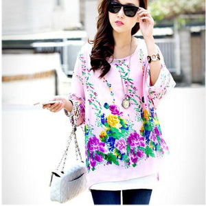 Blouse Shirt Women 2017 New Fashion Floral Print Summer Style Chiffon Blouses and Tops Women's Clothing Plus Size Shirts Blusas