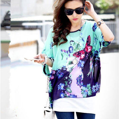 Blouse Shirt Women 2017 New Fashion Floral Print Summer Style Chiffon Blouses and Tops Women's Clothing Plus Size Shirts Blusas