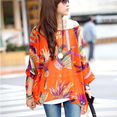 Blouse Shirt Women 2017 New Fashion Floral Print Summer Style Chiffon Blouses and Tops Women's Clothing Plus Size Shirts Blusas