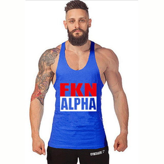 Men's Summer Casual Muscle Sleeveless Letter Print Fitness Tank Top Bodybuilding Workout Vest Singlet Shirt  Sportswear Jersey