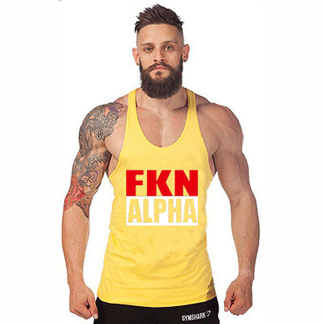 Men's Summer Casual Muscle Sleeveless Letter Print Fitness Tank Top Bodybuilding Workout Vest Singlet Shirt  Sportswear Jersey