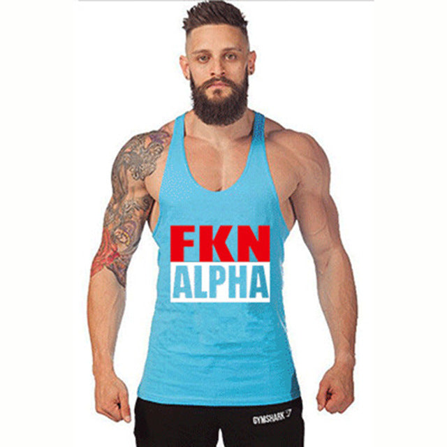 Men's Summer Casual Muscle Sleeveless Letter Print Fitness Tank Top Bodybuilding Workout Vest Singlet Shirt  Sportswear Jersey