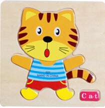 Baby Kids Cartoon Animals Dimensional Puzzle Baby Educational Kids Children Intellectual Developmental Wooden Toy Puzzle Gift