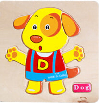 Baby Kids Cartoon Animals Dimensional Puzzle Baby Educational Kids Children Intellectual Developmental Wooden Toy Puzzle Gift