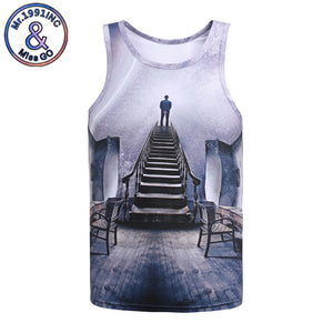 New Fashion 3D Printing Unisex Tank Top Stairs Space Galaxy Hip Hop Slim Fitness Summer Sleeveless Vest Tshirt Brand Clothing