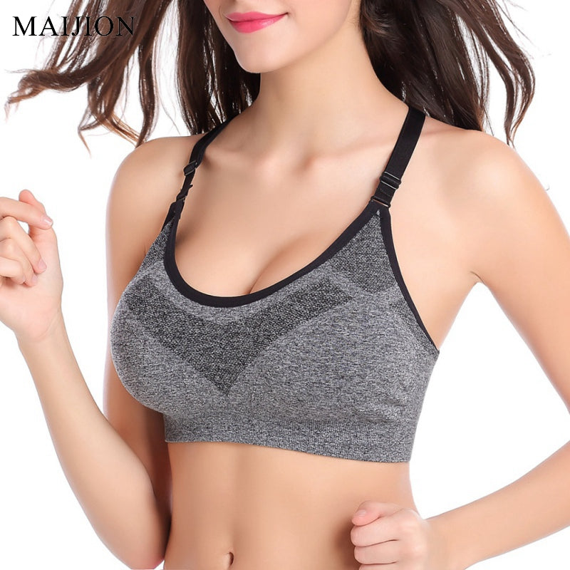 MAIJION 5 Colors Women Shockproof Sport Bras Professional Yoga Shirt Tops, Sports Fitness Yoga Seamless Running Vest Tank Tops