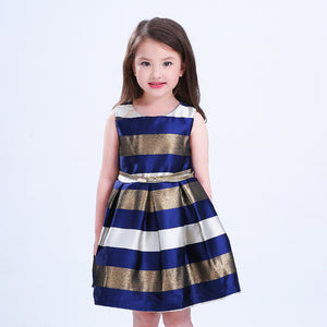 Baby Girl Princess Dress Kids stripe Sleeveless Dresses for Toddler Girl Children European American Fashion Clothing Free Belt