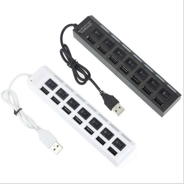 Multi 7 Ports High Speed USB Hub 2.0 480Mbps Hub USB On/Off Switch Portable USB Splitter Peripherals Accessories For Computer