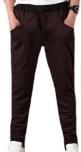 Abetteric Mens Zip Pocket Drawstring Pants Casual Tracksuit Sportwear