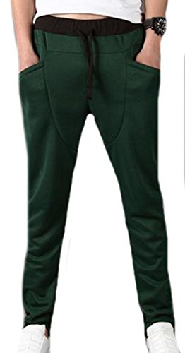 Abetteric Mens Zip Pocket Drawstring Pants Casual Tracksuit Sportwear