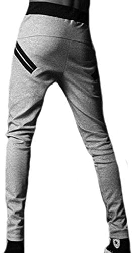 Abetteric Mens Zip Pocket Drawstring Pants Casual Tracksuit Sportwear