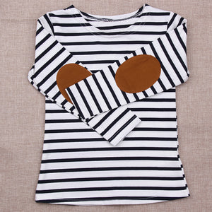 New 2017 Summer Kids Girls T-shirt Long Sleeve Striped Cotton T-shirt Girl Children Fashion Tops Kids Baby Clothes for 2-7Y