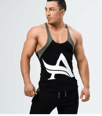 New Fashion Men Spandex Bodybuilding Gyms Sporting Tank Top Fitness Stringer Singlet Sleeveless Tops Casual Workout Clothes Tops