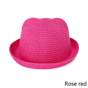 MOLIXINYU Fashion Ears Straw Hats Baby Hats For Girls Bucket Hat Boys Cap Children Sun Summer Cap Kids Solid Beach Panama Caps