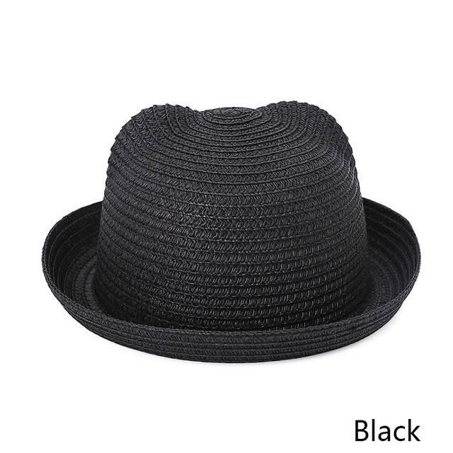 MOLIXINYU Fashion Ears Straw Hats Baby Hats For Girls Bucket Hat Boys Cap Children Sun Summer Cap Kids Solid Beach Panama Caps