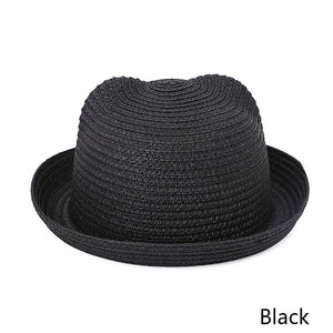 MOLIXINYU Fashion Ears Straw Hats Baby Hats For Girls Bucket Hat Boys Cap Children Sun Summer Cap Kids Solid Beach Panama Caps