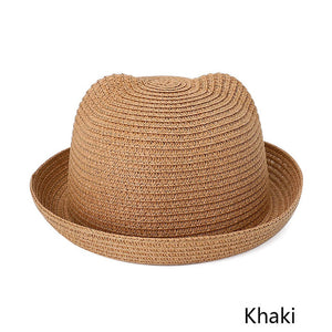 MOLIXINYU Fashion Ears Straw Hats Baby Hats For Girls Bucket Hat Boys Cap Children Sun Summer Cap Kids Solid Beach Panama Caps