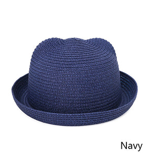 MOLIXINYU Fashion Ears Straw Hats Baby Hats For Girls Bucket Hat Boys Cap Children Sun Summer Cap Kids Solid Beach Panama Caps