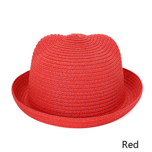 MOLIXINYU Fashion Ears Straw Hats Baby Hats For Girls Bucket Hat Boys Cap Children Sun Summer Cap Kids Solid Beach Panama Caps