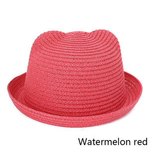 MOLIXINYU Fashion Ears Straw Hats Baby Hats For Girls Bucket Hat Boys Cap Children Sun Summer Cap Kids Solid Beach Panama Caps