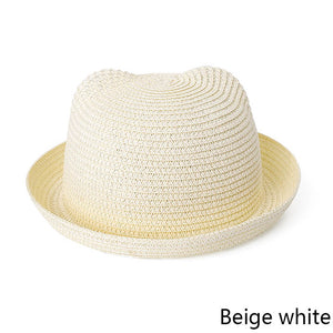 MOLIXINYU Fashion Ears Straw Hats Baby Hats For Girls Bucket Hat Boys Cap Children Sun Summer Cap Kids Solid Beach Panama Caps