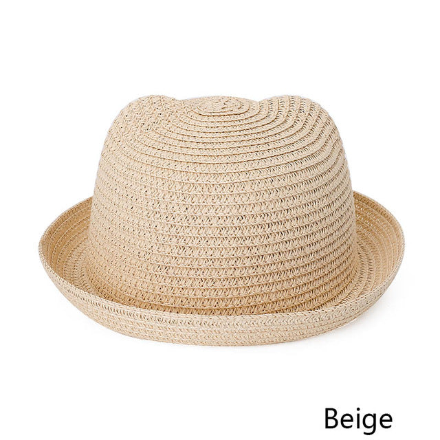 MOLIXINYU Fashion Ears Straw Hats Baby Hats For Girls Bucket Hat Boys Cap Children Sun Summer Cap Kids Solid Beach Panama Caps