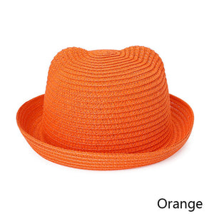 MOLIXINYU Fashion Ears Straw Hats Baby Hats For Girls Bucket Hat Boys Cap Children Sun Summer Cap Kids Solid Beach Panama Caps