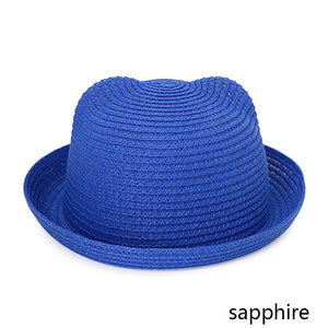 MOLIXINYU Fashion Ears Straw Hats Baby Hats For Girls Bucket Hat Boys Cap Children Sun Summer Cap Kids Solid Beach Panama Caps