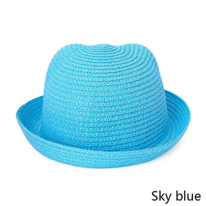 MOLIXINYU Fashion Ears Straw Hats Baby Hats For Girls Bucket Hat Boys Cap Children Sun Summer Cap Kids Solid Beach Panama Caps