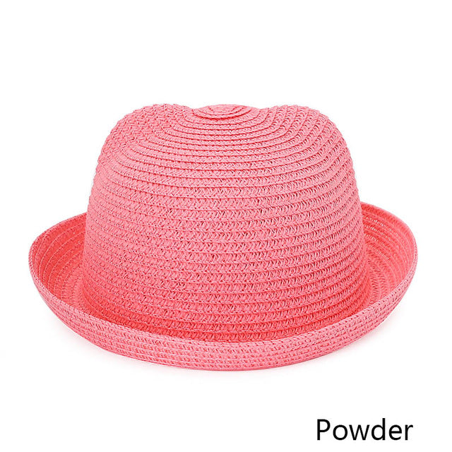MOLIXINYU Fashion Ears Straw Hats Baby Hats For Girls Bucket Hat Boys Cap Children Sun Summer Cap Kids Solid Beach Panama Caps