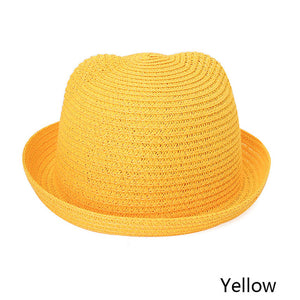 MOLIXINYU Fashion Ears Straw Hats Baby Hats For Girls Bucket Hat Boys Cap Children Sun Summer Cap Kids Solid Beach Panama Caps
