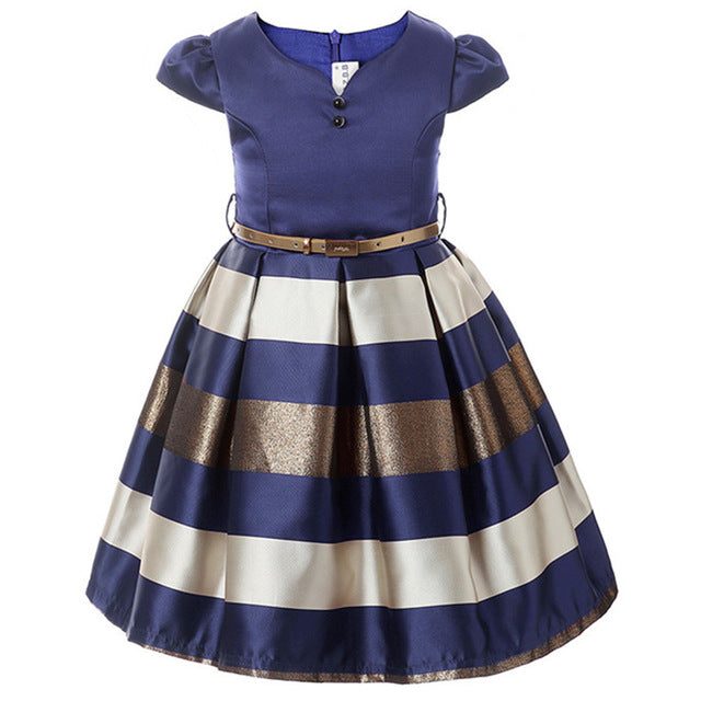 Baby Girl Princess Dress Kids stripe Sleeveless Dresses for Toddler Girl Children European American Fashion Clothing Free Belt