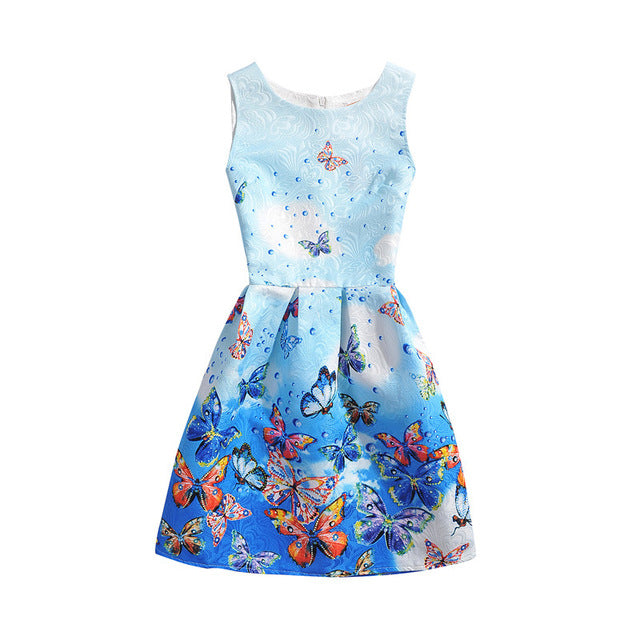 Summer Girls Dress Butterfly Floral Print Princess Dresses for Baby Girls Designer Formal Party Elsa Dress Kids Clothes Vestido