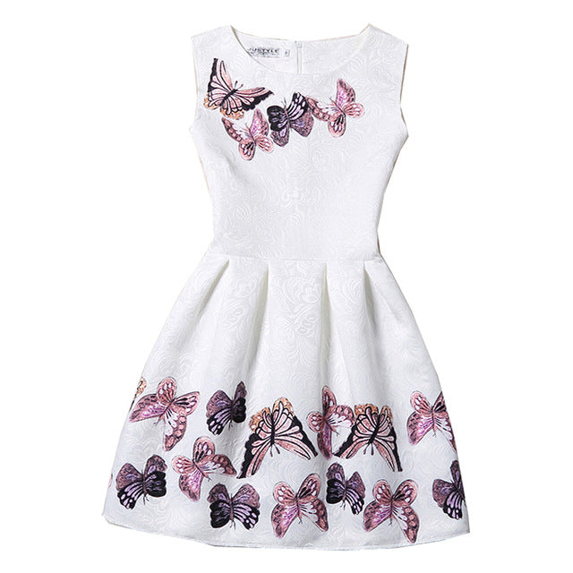 Summer Girls Dress Butterfly Floral Print Princess Dresses for Baby Girls Designer Formal Party Elsa Dress Kids Clothes Vestido