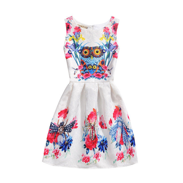 Summer Girls Dress Butterfly Floral Print Princess Dresses for Baby Girls Designer Formal Party Elsa Dress Kids Clothes Vestido