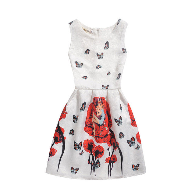 Summer Girls Dress Butterfly Floral Print Princess Dresses for Baby Girls Designer Formal Party Elsa Dress Kids Clothes Vestido