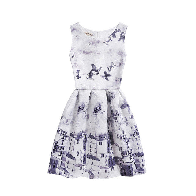 Summer Girls Dress Butterfly Floral Print Princess Dresses for Baby Girls Designer Formal Party Elsa Dress Kids Clothes Vestido