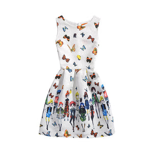 Summer Girls Dress Butterfly Floral Print Princess Dresses for Baby Girls Designer Formal Party Elsa Dress Kids Clothes Vestido