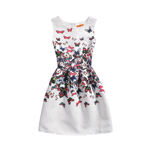 Summer Girls Dress Butterfly Floral Print Princess Dresses for Baby Girls Designer Formal Party Elsa Dress Kids Clothes Vestido