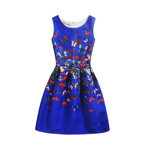 Summer Girls Dress Butterfly Floral Print Princess Dresses for Baby Girls Designer Formal Party Elsa Dress Kids Clothes Vestido