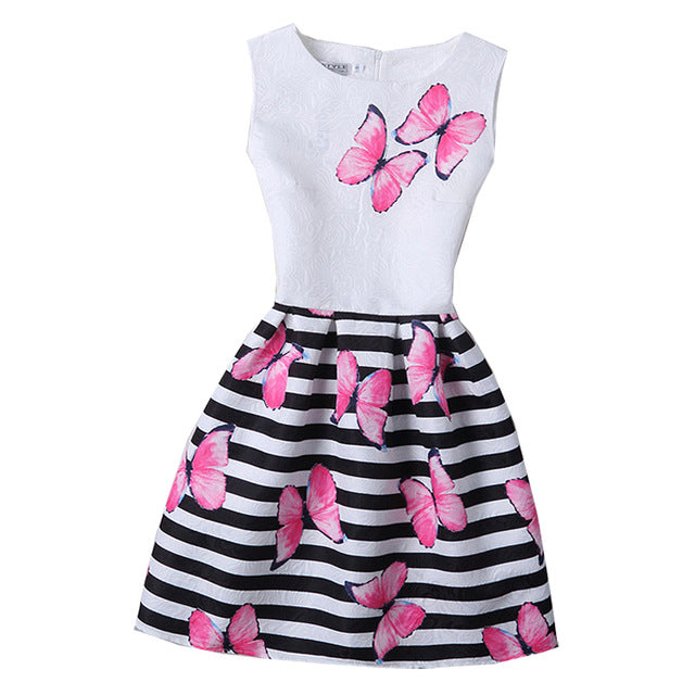 Summer Girls Dress Butterfly Floral Print Princess Dresses for Baby Girls Designer Formal Party Elsa Dress Kids Clothes Vestido