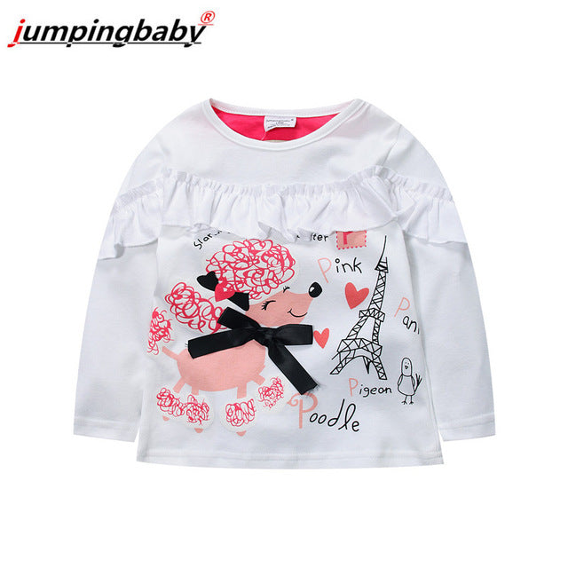 Jumpingbaby 2017 Kids Clothes Children Girls Camiseta Santa T-shirts Baby Kitty Clothes Toddler Girl T-shirt Roupas Christmas
